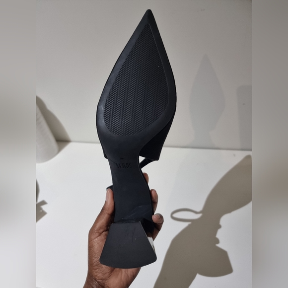 Zara Black Sling back Heels Size 39 - Picture 6 of 10